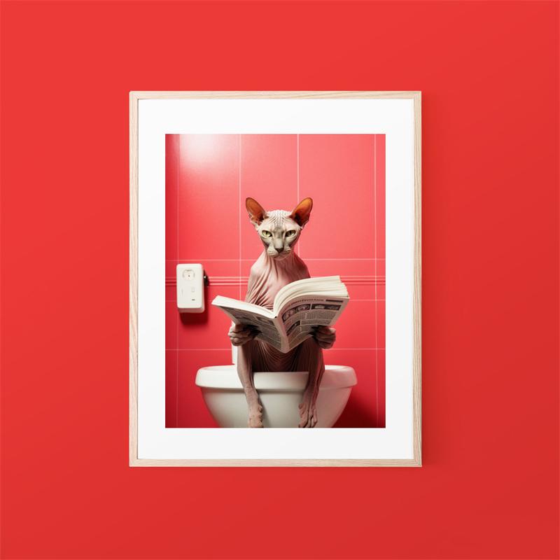 Pop Art Funny Toilet Reading Poster Aesthetics Cat Capybara Animal Canvas Prints Wall Art Room Decor Home Bathroom Decoration