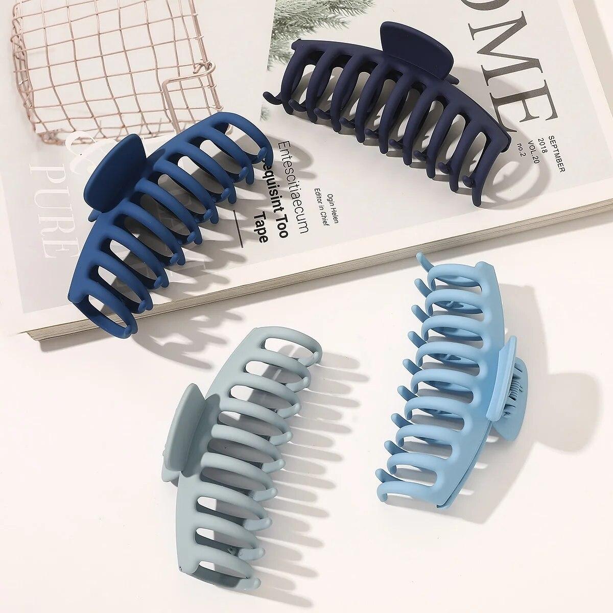 

4 шт. Большие синие заколки-крабы для волос, Очень большие банановые заколки с сильной фиксацией для тонких густых волос для женщин, 4,3 дюйма, Нескользящая заколка-краб All yards