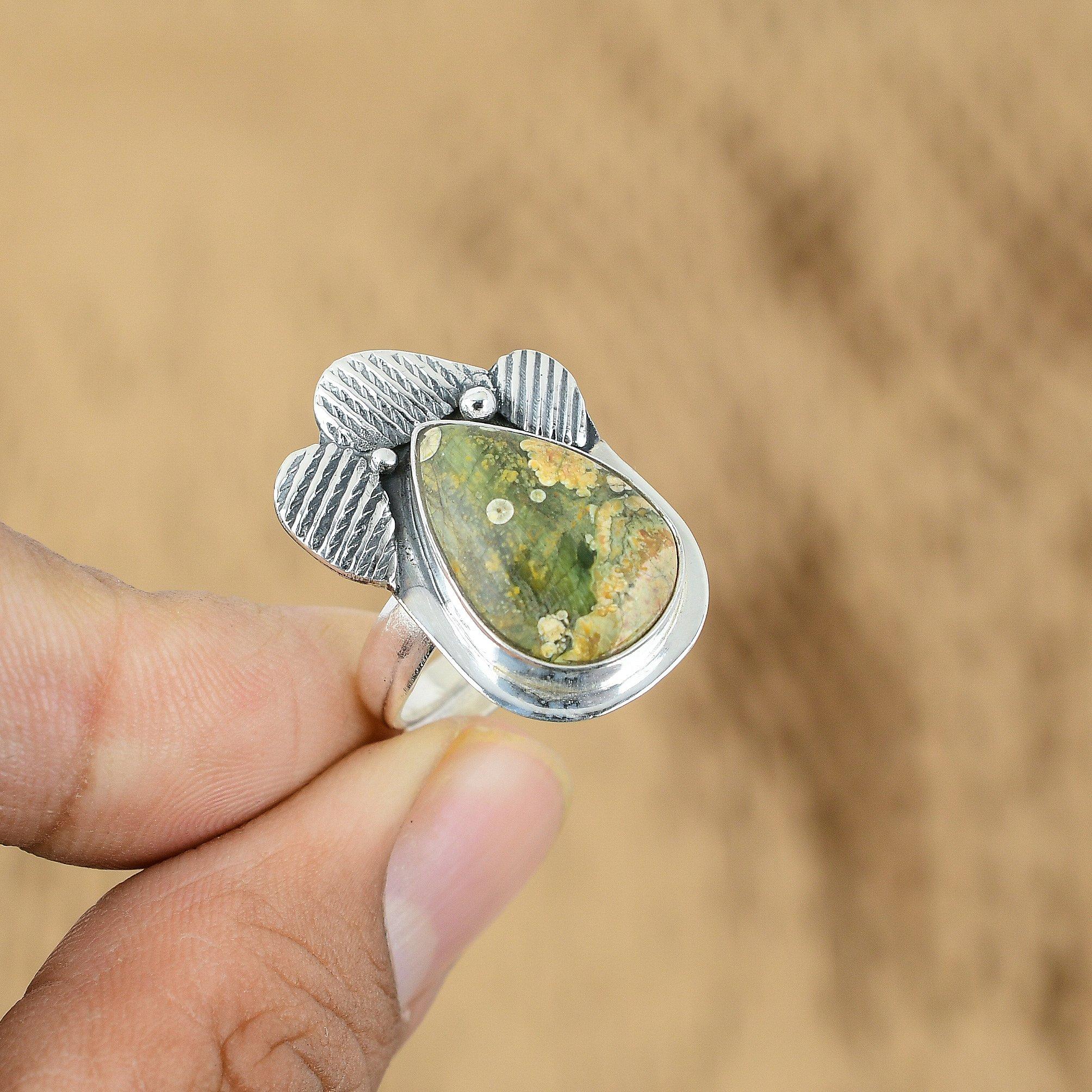 

Natural Rainforest Jasper 925 Silver Multi Stone Adjustable Ring For Women Yes