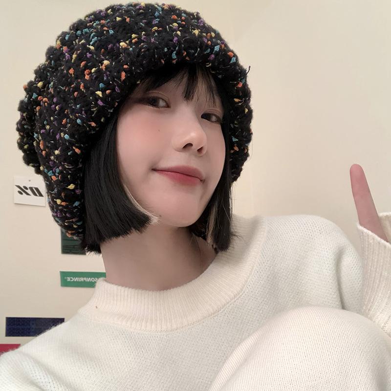 Trendy Mixed Color Slouchy Beanie Classic Coldproof Warm Skull Cap Thick Knit Hats Beanies For Women Autumn & Winter