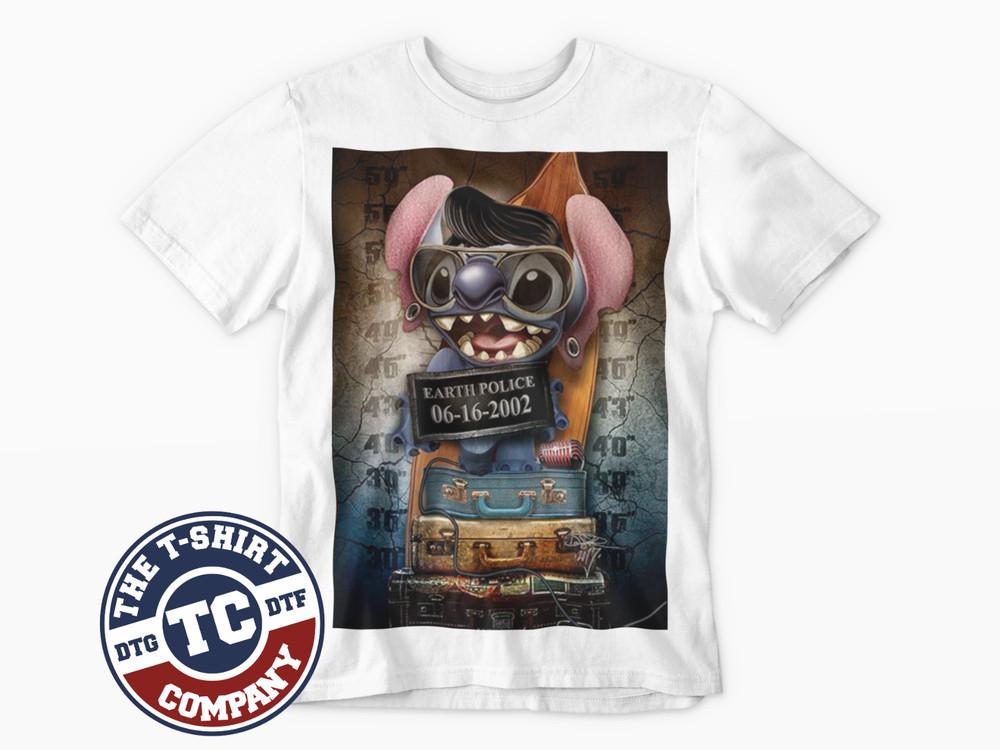 

Stitch Elvis T-Shirt Earth Police Alien Tee Funny Cool 80s 90s UK Unisex T-Shirt S