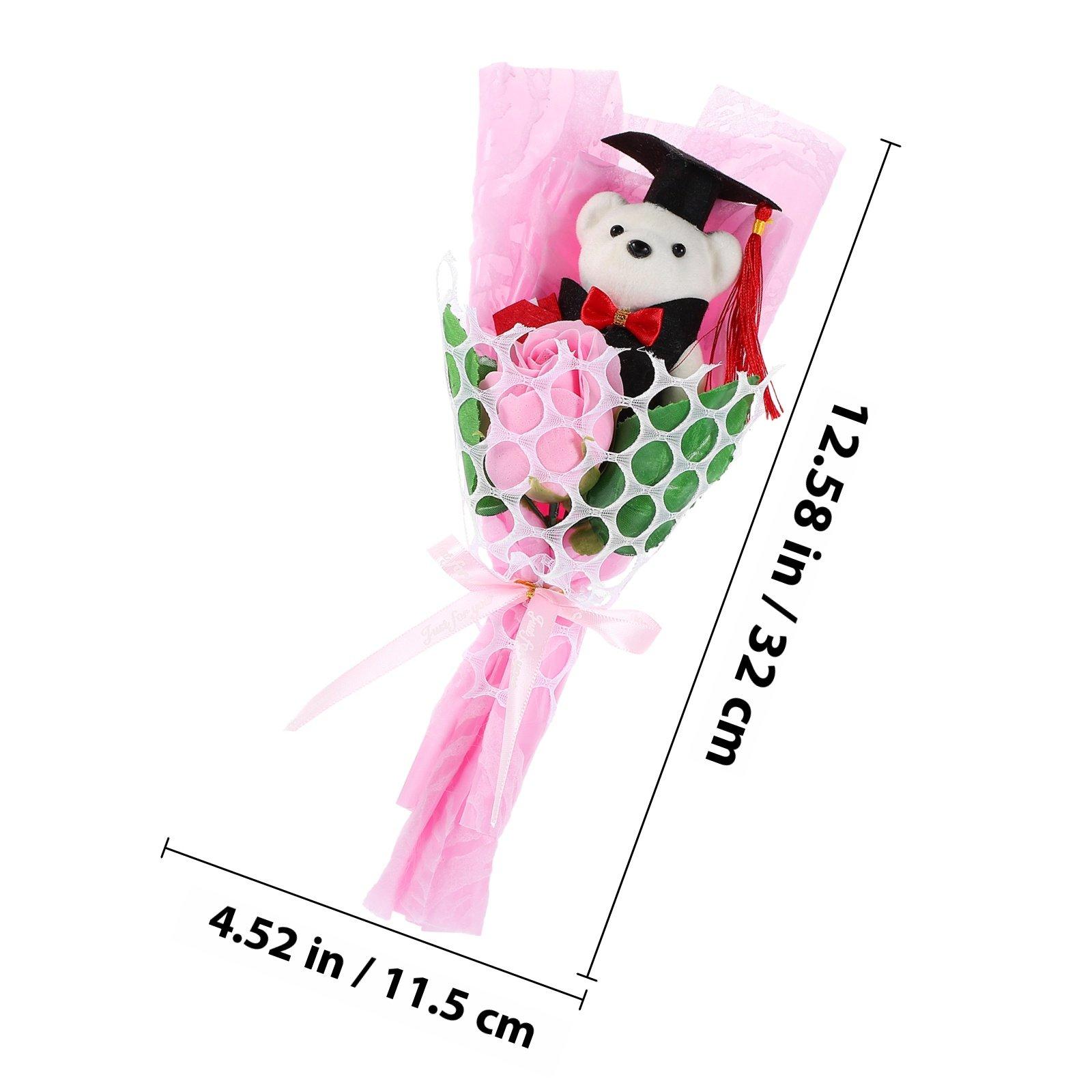 Graduation Bear Bouquet Creative Soft Gift Long-Lasting Graduation Photo Prop Decorative Bouquet Ornament for Grads розовый