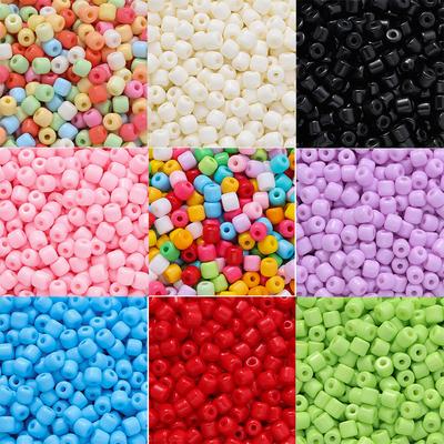 100pcs/Lots 4.5×4.5mm Glass Solid Color Beads Cylindrical Spacer Beads for DIY Necklace Bracelet Earring Jewelry Making Supplies