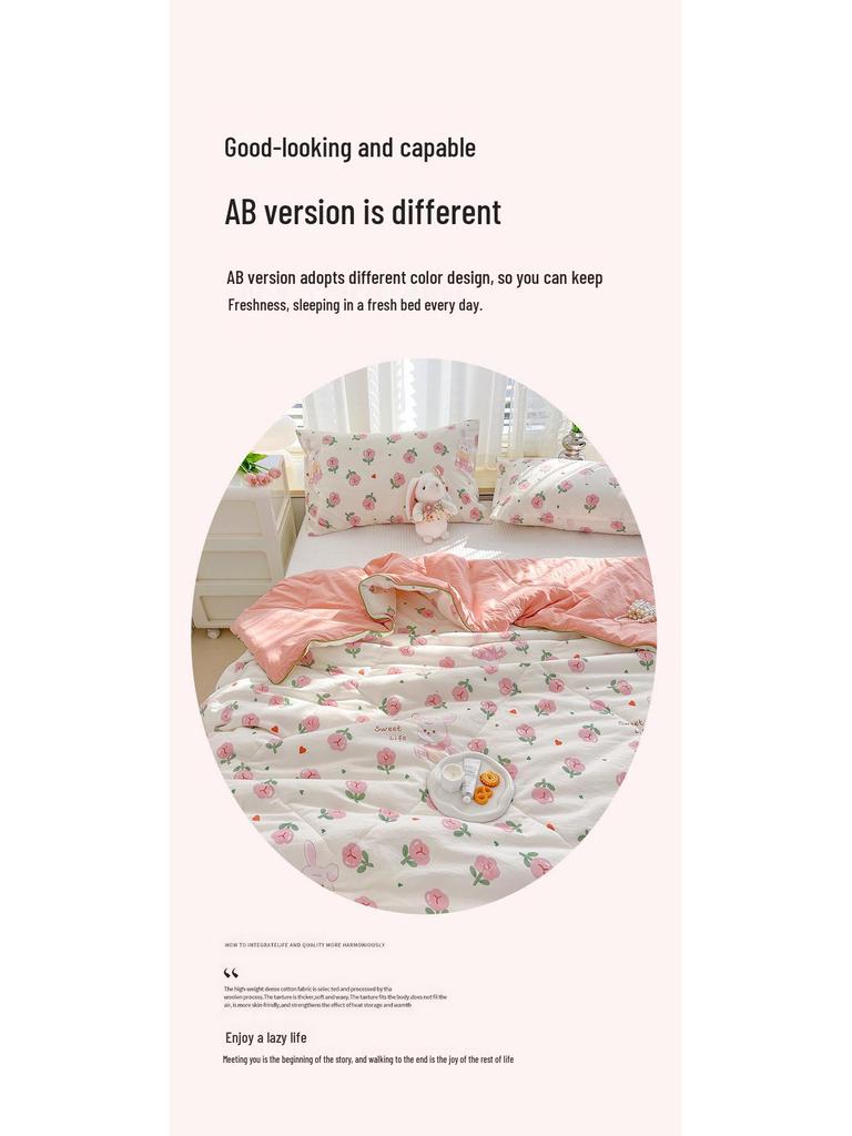 Letní prošívaná přikrývka z dvojité gázy - Bavlněná třída A, praná, pro koleje a klimatizované místnosti