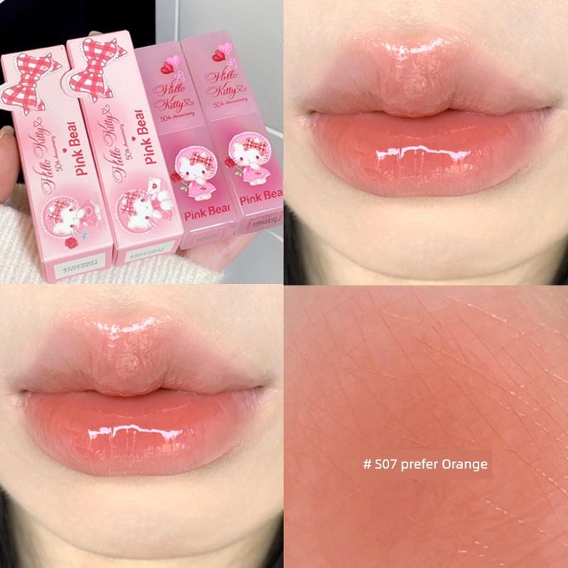 Pinkbear Leather Bear Half Fish Cooperation Ugly Fish Gift Box Hellokitty Lipstick S05 Lip Lacquer Joint Name