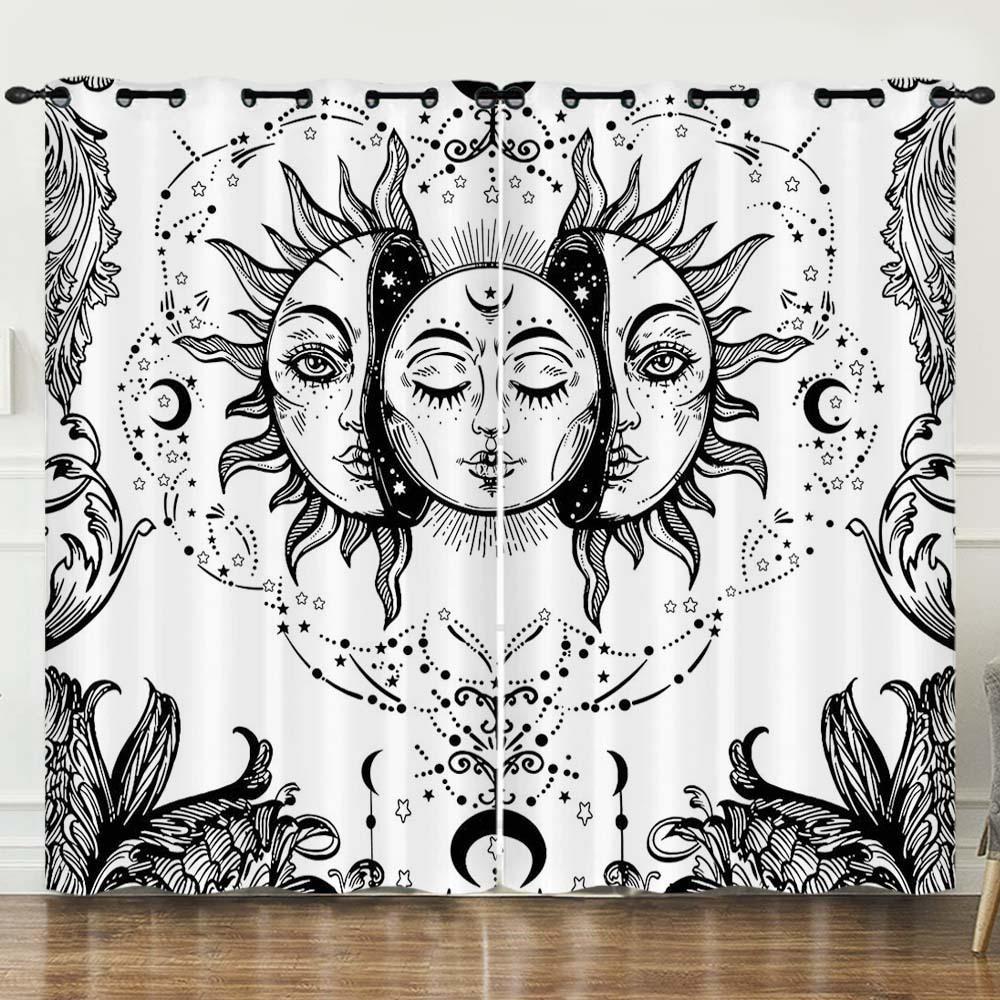 Curtains Good Night Series Moon Starry Sky Sunshade Digital Printing Blackout Curtain Free Of Punching