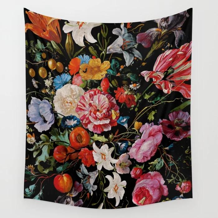Blumen Wandteppich Wandbehang Mysteriös Romantischer Wandteppich Hintergrund Mandala Haus Wohnzimmer Schlafzimmer Dekor Wandteppich Dekoration