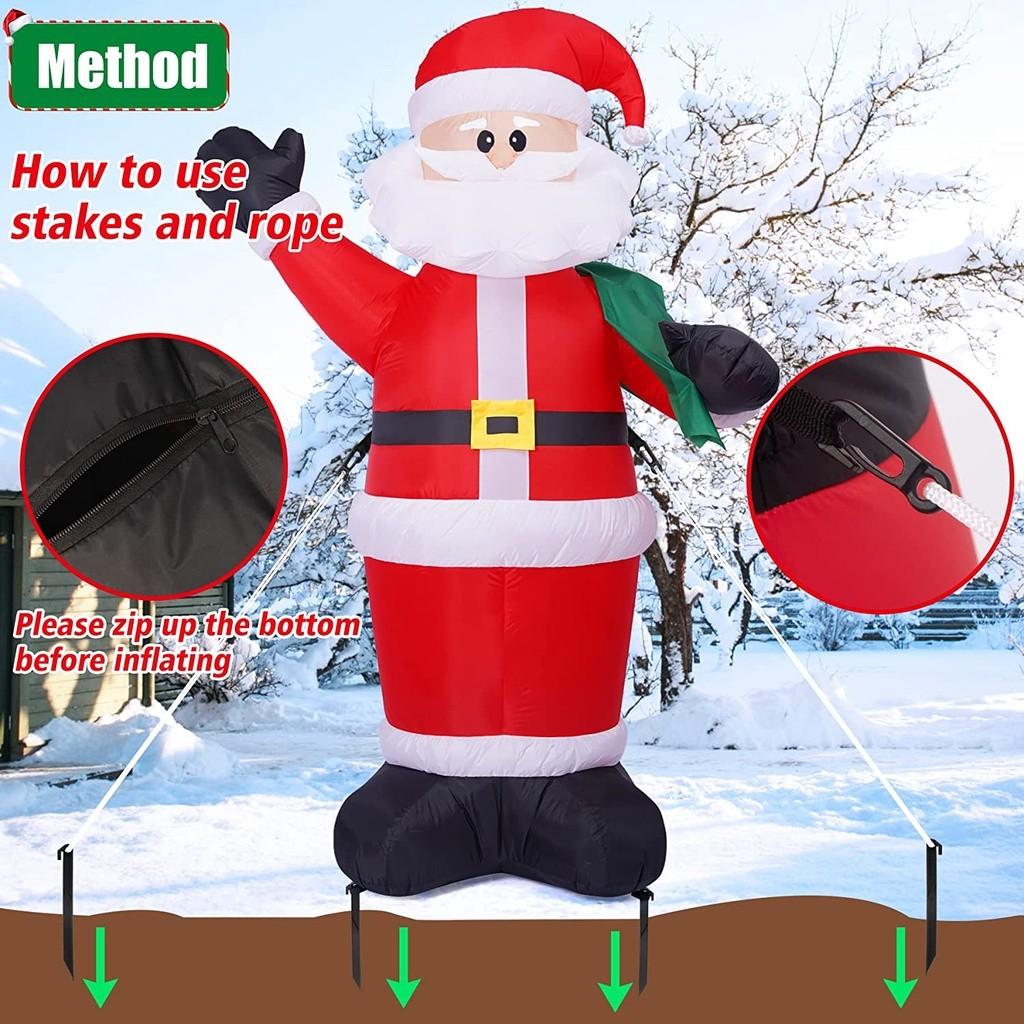 6 FT Holiday Yard Decoration Supplies Christmas Inflatable Santa Claus Christmas Inflatables Outdoor Decorations LED Lights