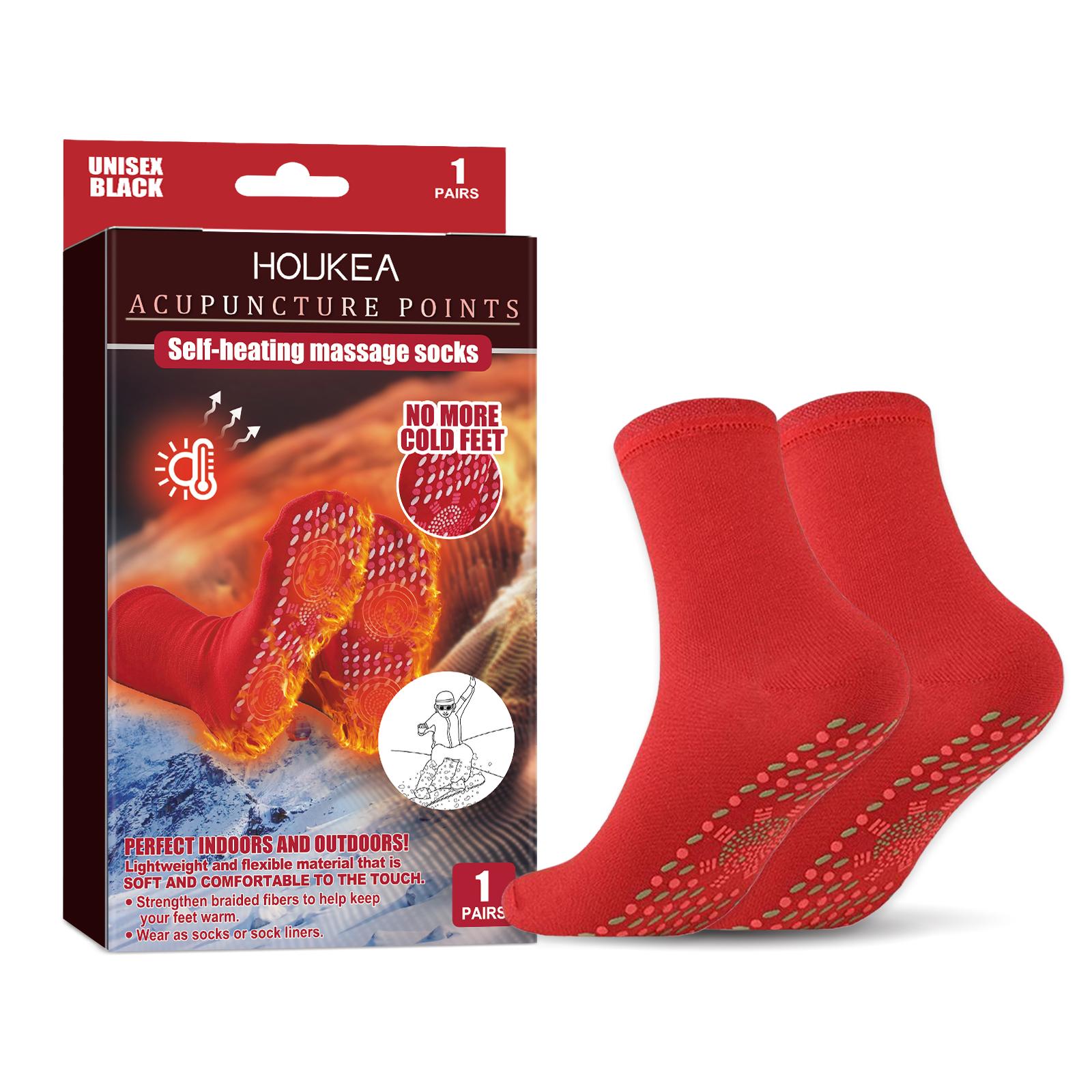 HOUKEA HKA06-A014-1-MK1 1 Pair Self-Heating Massage Socks Winter Outdoor Sports Foot Warming Socks A