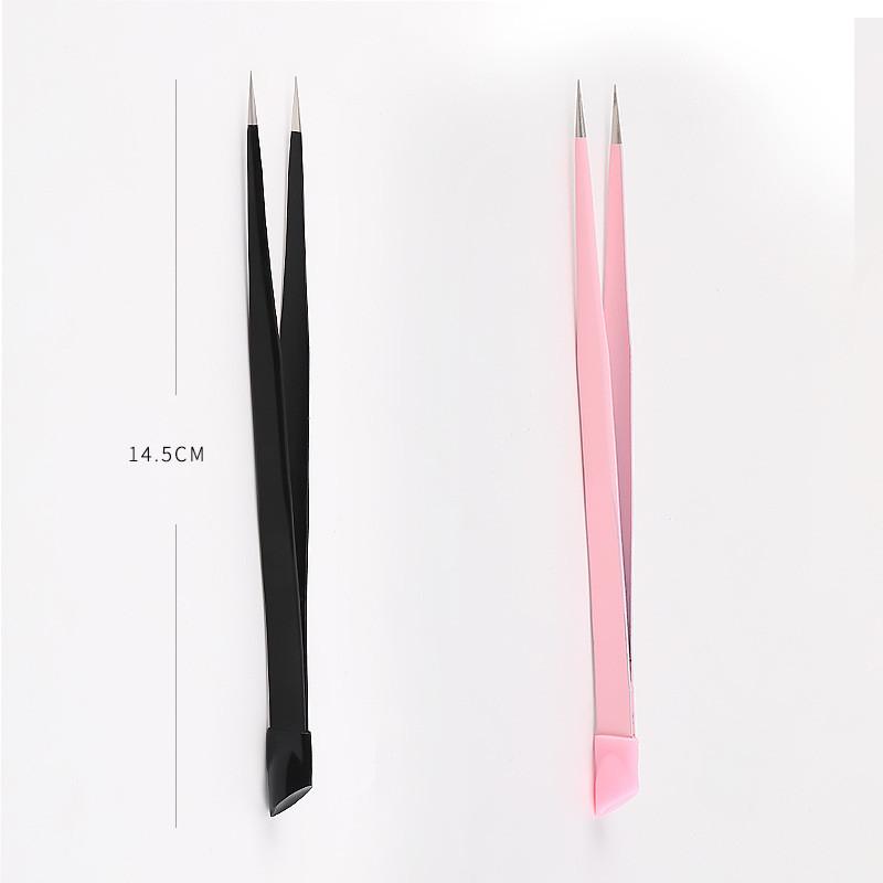 1Pc 2 Heads Straight Nail Tweezers with Silicone Pressing Head for 3D Sticker Rhinestones Water Sticker Picker Nails Tools