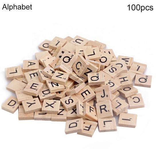 100 Pcs Wooden Alphabet Letters Numbers Heart Shape Buttons Crafts Wood Button Alphabet