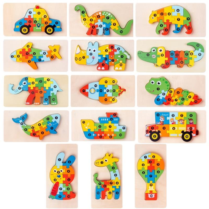 

Children s wooden puzzles, toddler number puzzles, animal dinosaur toddler toys, Montessori toys