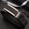 Men's Crocodile Pattern Leather Automatic Belt - Top Grain Cowhide, High-End Design, Genuine Craftsmanship.