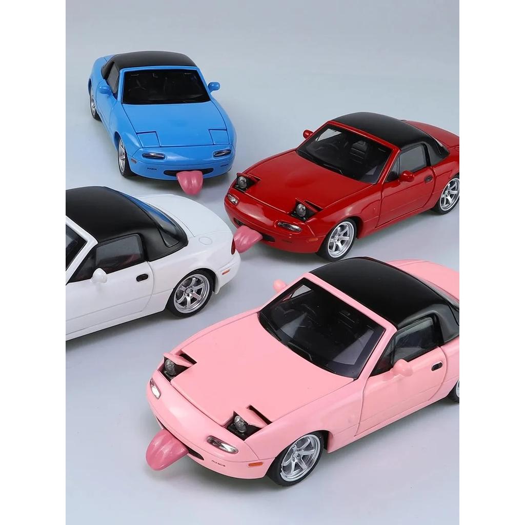 1/32 Mazda Miata MX5 Alloy Scale Car Model Diecast Miniature Car Toy Vehicle Sound and Light Collection Children's Toy Gift