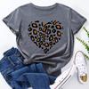 Zomer Dames Bedrukte Luipaardprint Hartvormige Losse Ronde Hals Puur Katoen Korte Mouw T-shirts Dames