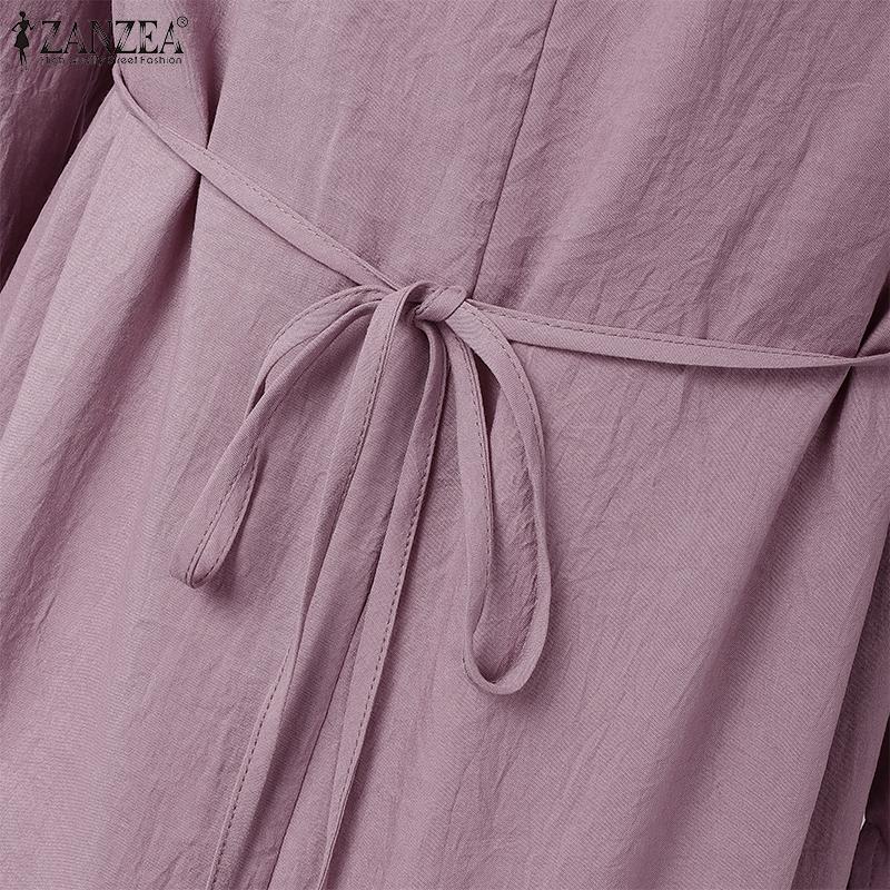 ZANZEA Dámské sváteční ležérní šaty s kulatým výstřihem, volné, s dlouhým rukávem