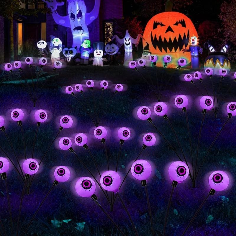 Scary Solar Eyeball Lights Outdoor Halloween Decor Waterproof Green LED Stake Lights for Garden Pathway Lighting Party Decor