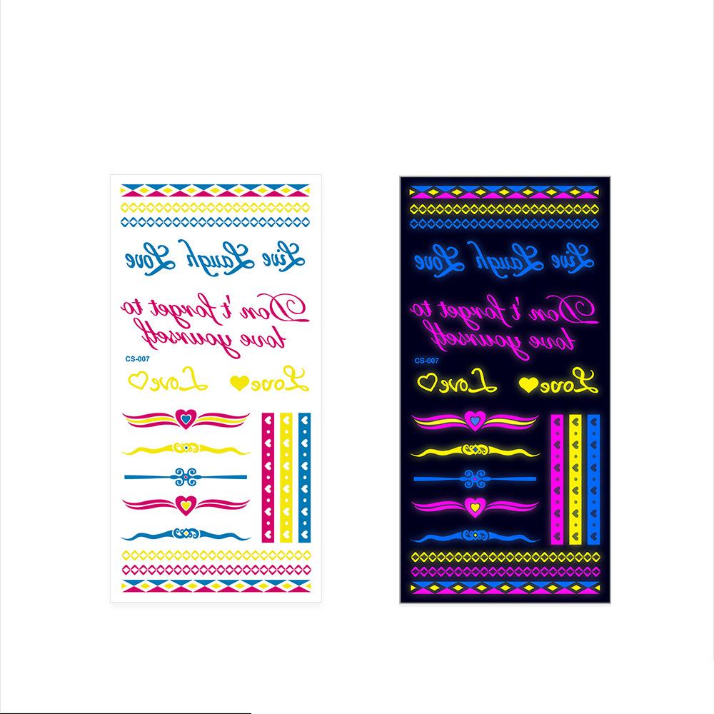 Halloween Fluorescent Stickers Funny Arm Ghost Face Waterproof Tattoo Stickers Women Men Party Supplies Masquerade Cosplay Props