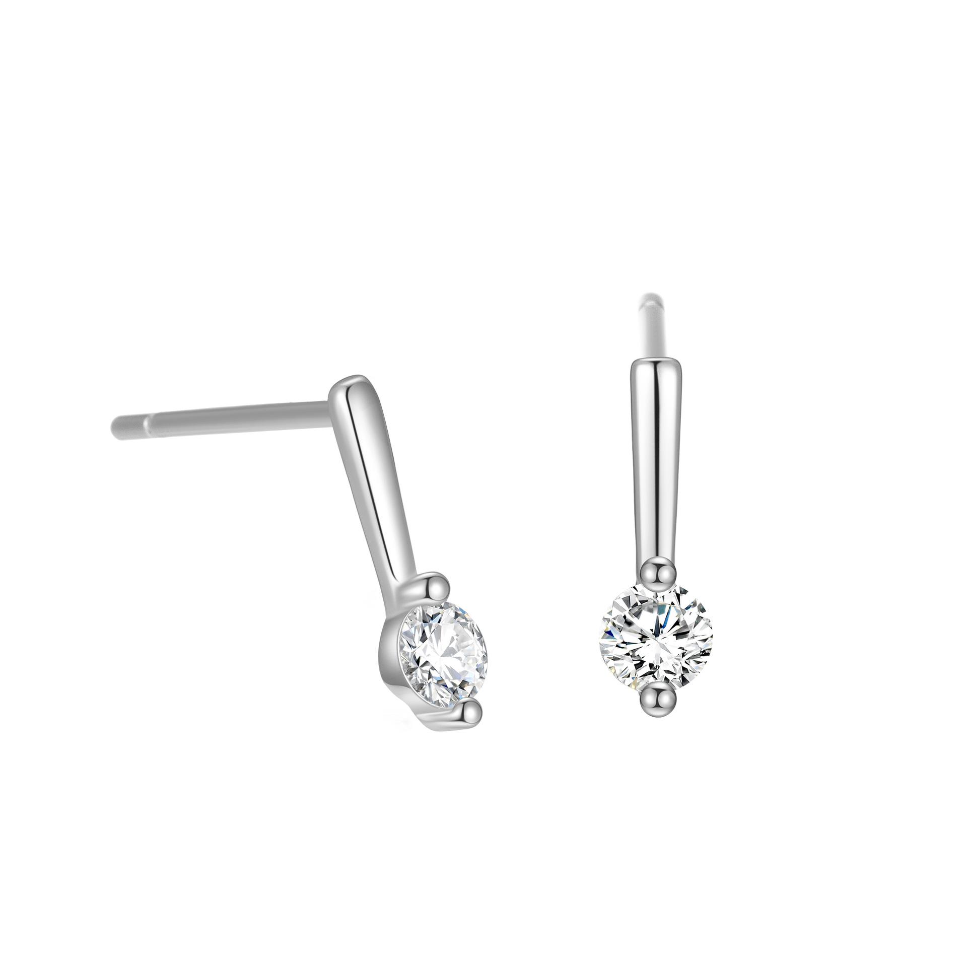 

S925 Sterling Silver Minimalist Zircon Earrings for Women INS Fashion Light Luxury Exquisite Plated 18k Gold Earrings серебряный