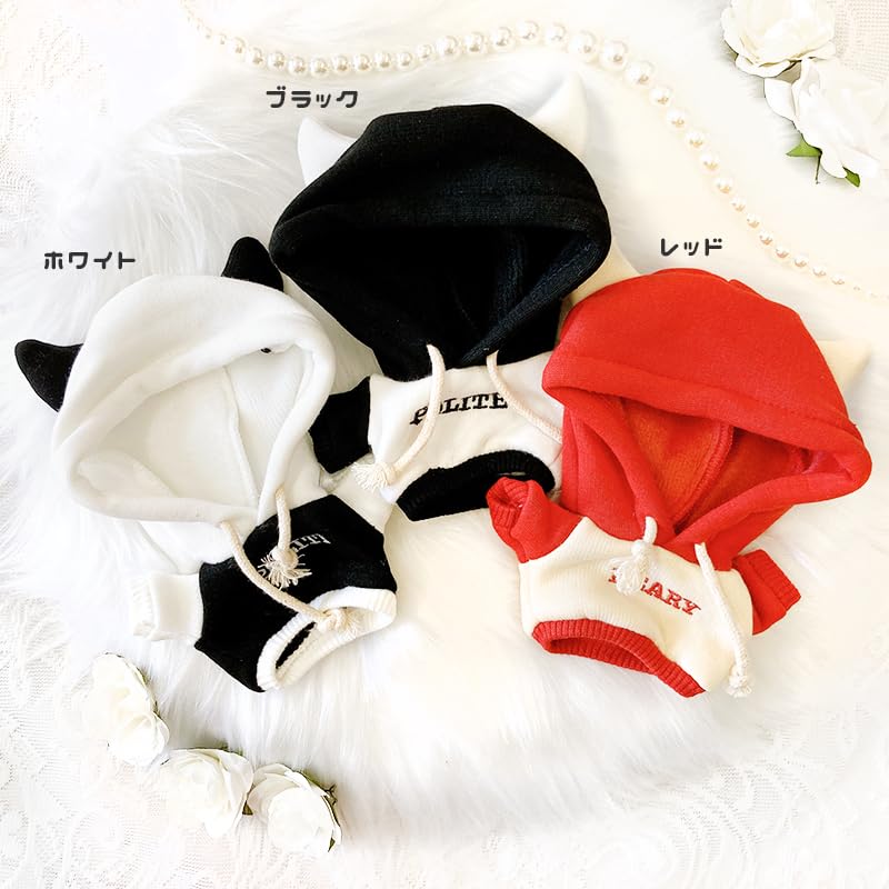 White 10cm Plush Hoodie with Horns, Cotton Doll Clothes, g.triger, for Oshi-Nui (Pre-owned)
