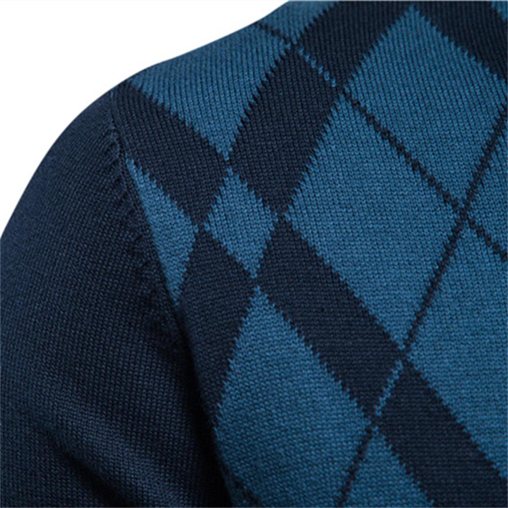 Men Sweaters Mock Neck Zipper Patchwork Pullover Men Winter High Quality Fashion Warm Sweaters for Men