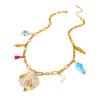 European and American ceramic tropical fish shell fringed pendant necklace stainless steel plated 18k gold waterproof collarbone chain female