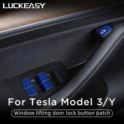 Tesla Model3 ModelY 2017-2023 için Cam Kaldırma Düğmesi Dekorasyon Yaması İç Aksesuarlar Araba Cam Anahtarı Düğme Etiketi