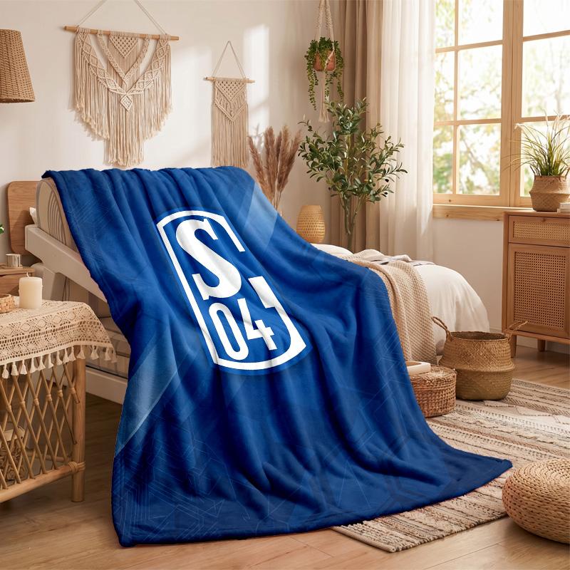 Schalke 04 Theme Fleece Blanket Cozy Soft Plush Blanket For Bedroom Couch Travel