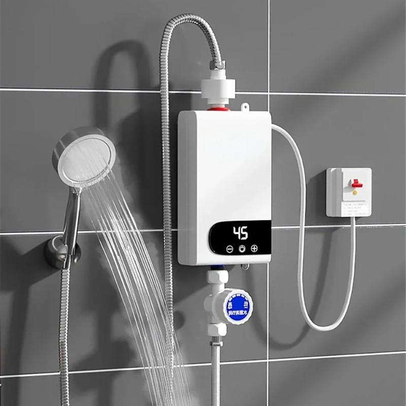 5500W Household Instant Electric Water Heater Mini Digital Display Water Heating Machine Portable Bathroom Hot Water Shower Set