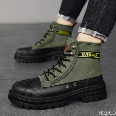 Fashionable Versatile Work Boots Men Autumn Winter Canvas Men's Boots Casual Comfortable Flat Shoes