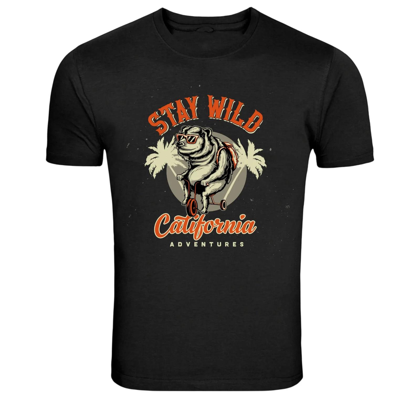 Stay Wild California Bear Graphic T-Shirt L
