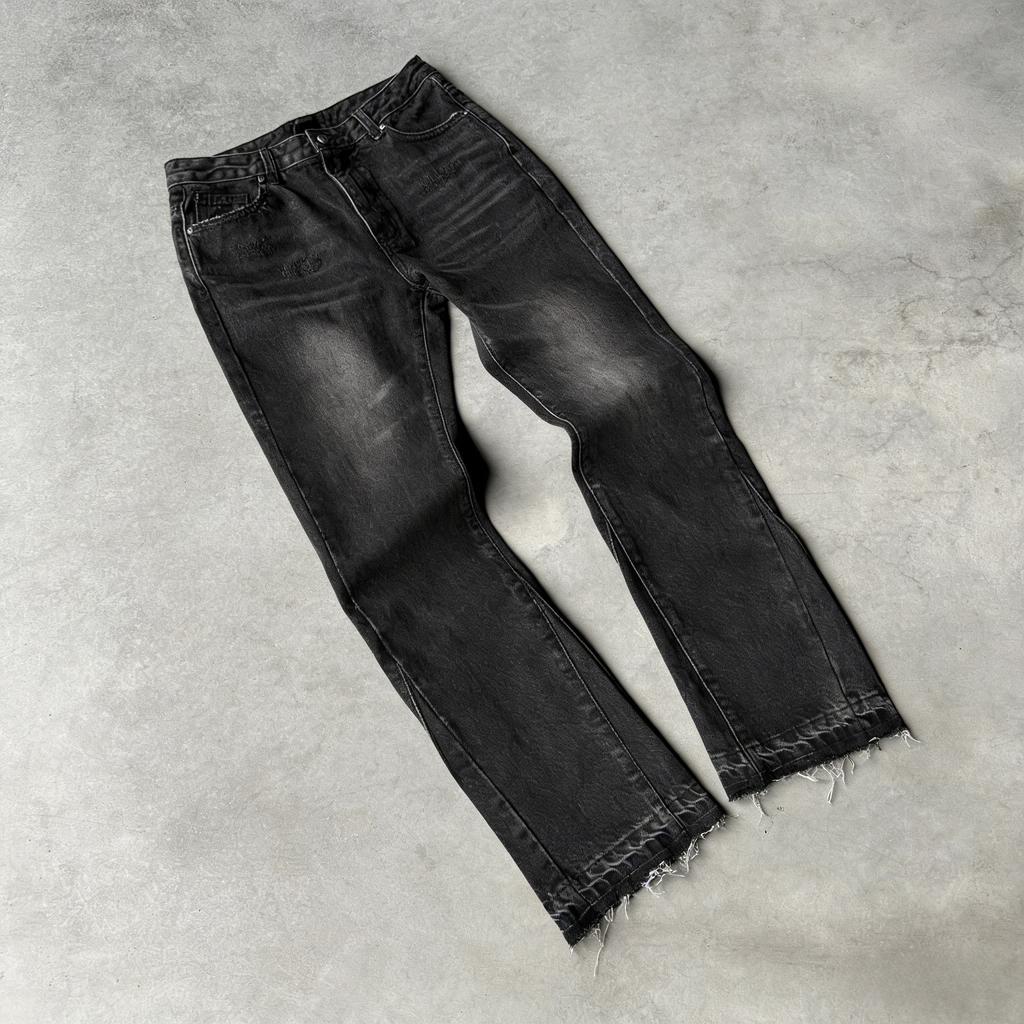 Y2K Vintage Dar Kesim Kot Pantolon Trend Yıkanmış Erkek Kadın Harajuku Hip Hop Düz Bacak Pantolon Gotik Püsküllü Günlük Mikro Genişleyen Pantolon