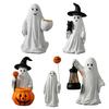 Halloween Ornament Spøkelse Heksehatt Gresskardesign Resin Statuett Dekorasjon Hjemmefest Atmosfære Rekvisitter
