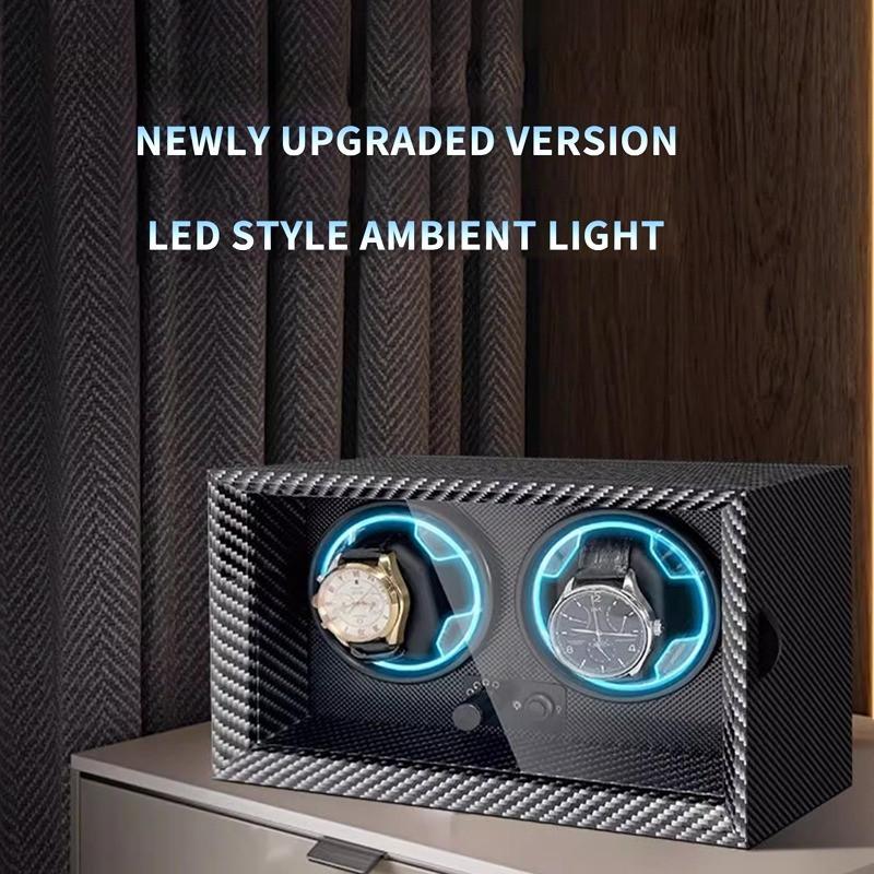 1 2 4 6 Slot High-End Automatic Watches Box Carbon Fiber Texture Automatic Winding Rocking Device Luxury Wood Watch Winder