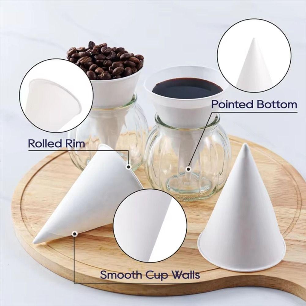 250Pcs Leakproof Disposable Paper Cups 3.7 OZ Cone Party Tableware White Paper Cone Cups  Picnic