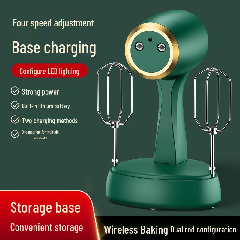Handheld Wireless Electric Egg Beater & Cream Whipper with Dual Rods for Baking