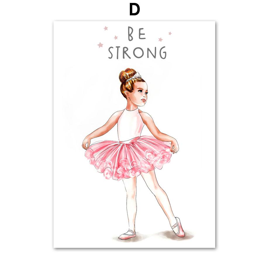 Pink Ballet Girl Rainbow Unicorn Shoes Nursery Wall Art Canvas Painting Posters And Prints Pictures For Baby Kids Room Decor