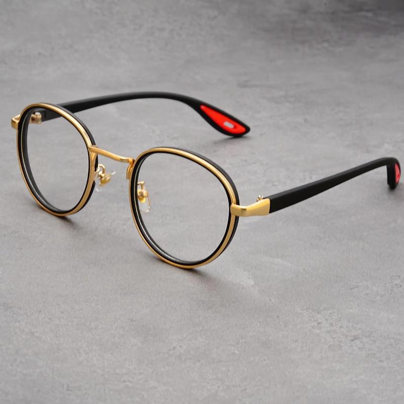 New Retro Casual Gold Rimmed Round Sunglasses Men Fashion Personalized Hip-hop Street Photography Concave Shaped Sunglasses