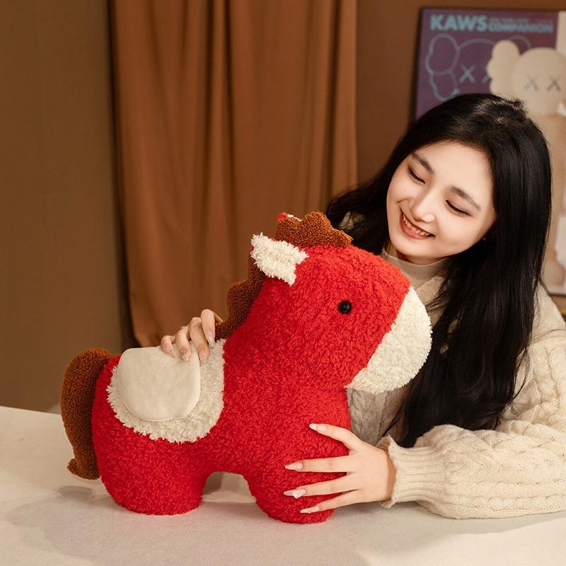 New horse mascot doll pony special-shaped throw pillow plush toy living room decoration ornament New Year's gift