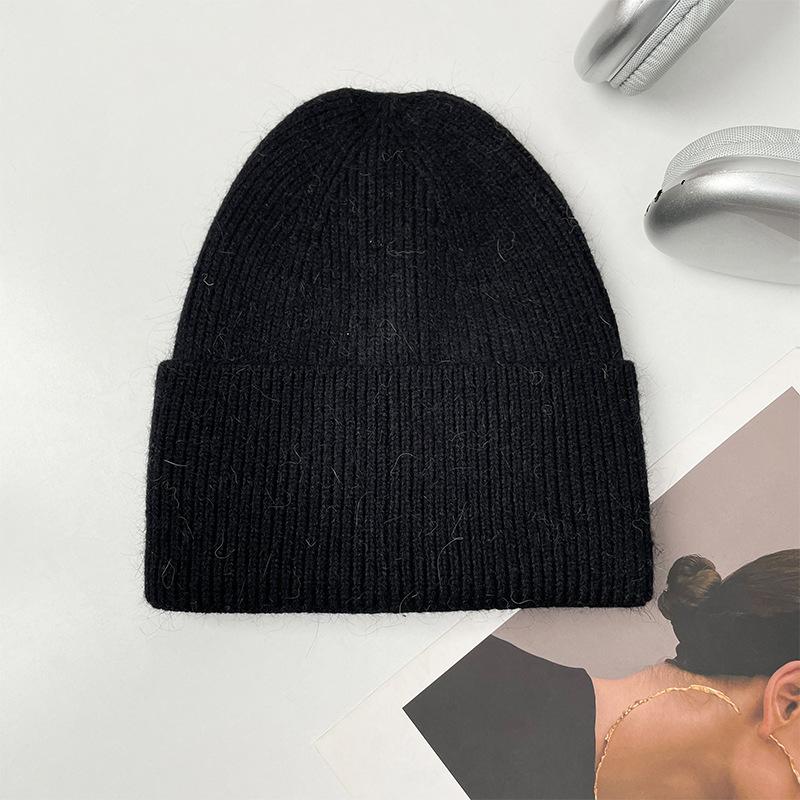 Light plate high quality rabbit hair knitted wool hat women's autumn and winter big head circumference versatile warm ear protection cold hat