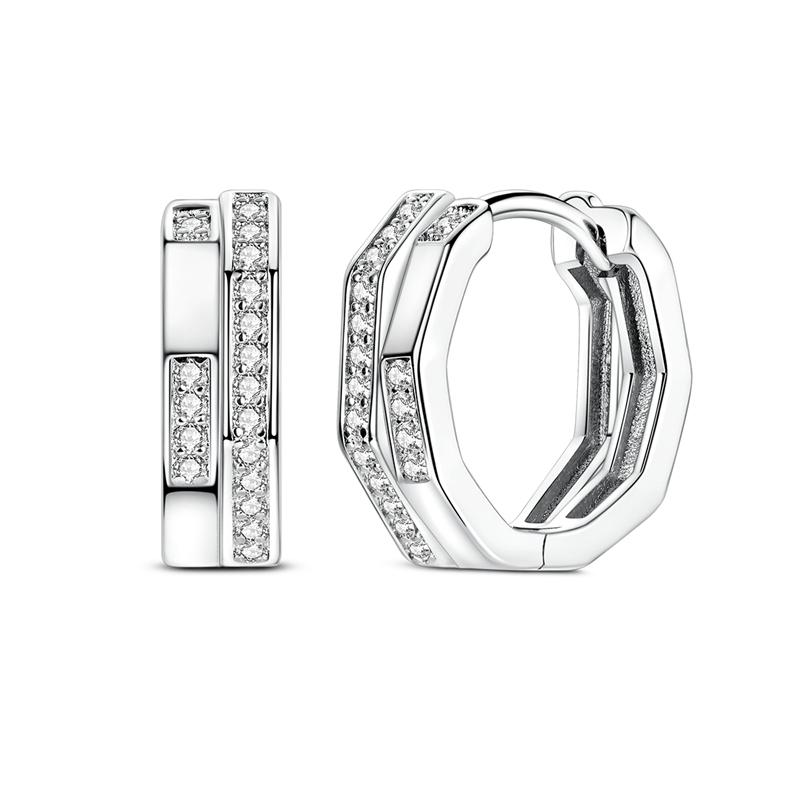 925 Sterling Silver Cubic Zircon Earrings Double  For Women Heart Star Moon Earrings Elegant Birthday Jewelry Gifts