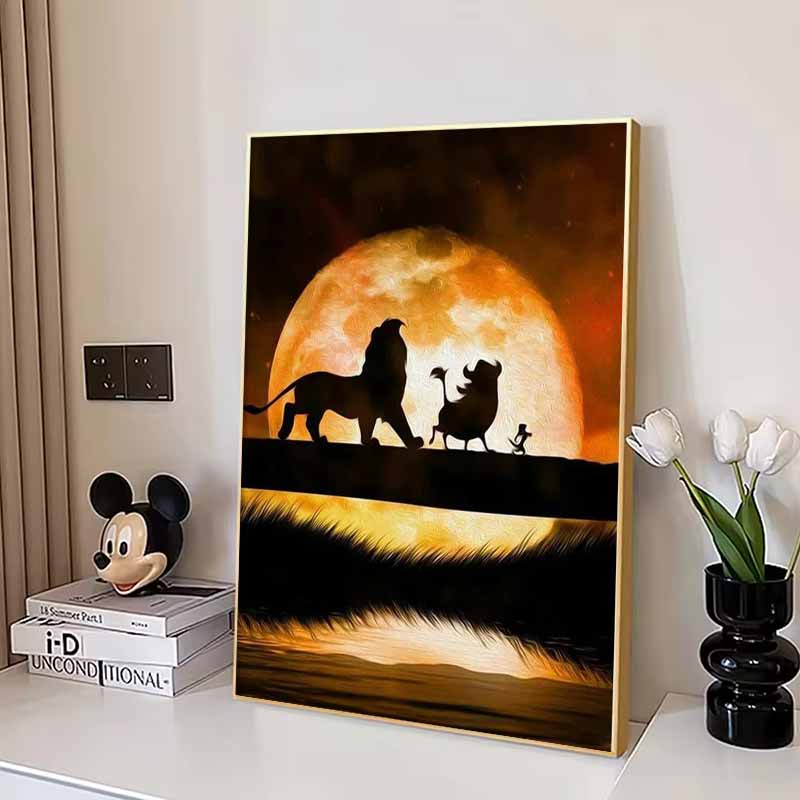 Disney Diamond Painting Timon Pumba and Simba Silhouette Artwork 5D Diamond Painting Art Embroidery Cross Stitch Room Decoration