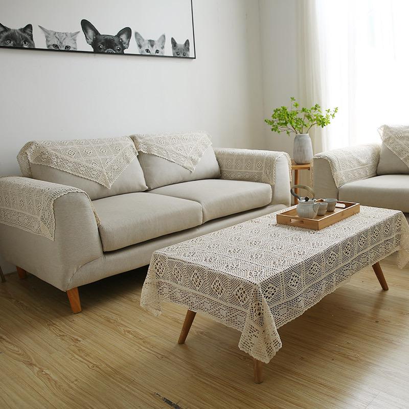 

Комплект чехлов для дивана из нескользящего хлопка в стиле знаменитостей из Интернета: Пасторальные белые полотенца с треугольником и подлокотником 70*70cm бежевый