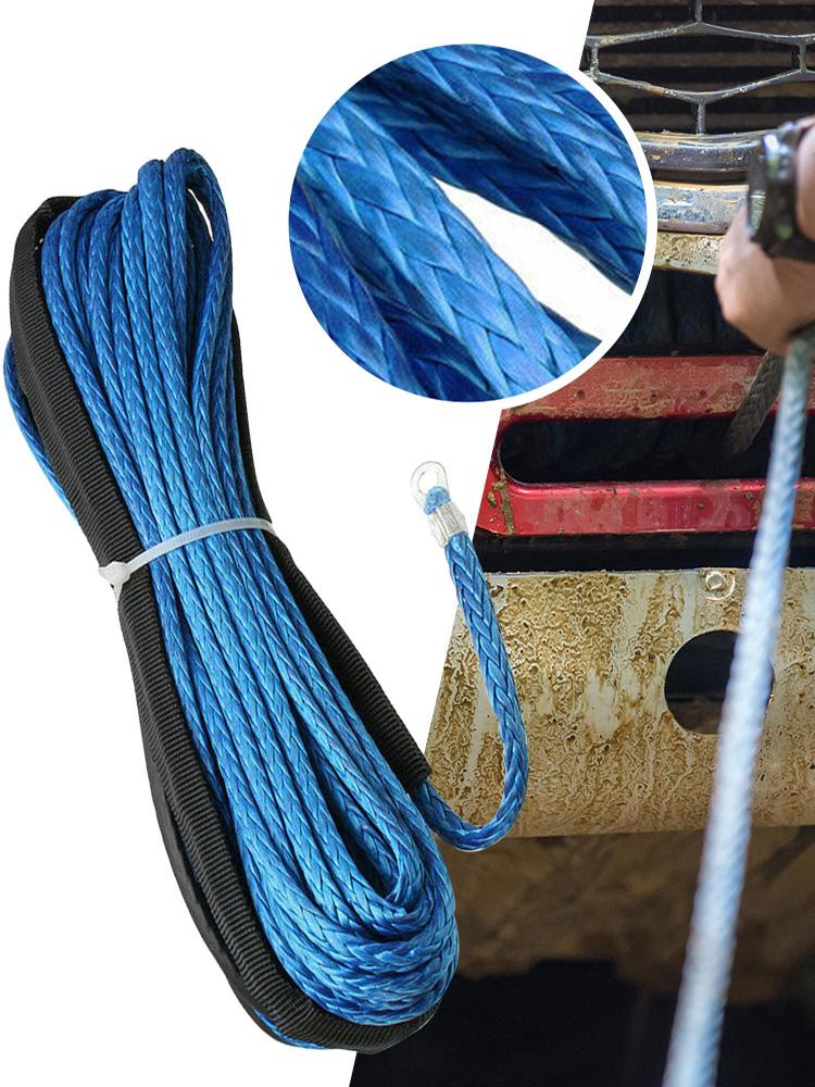 Synthetic Towing Rope 7700LBs Car Wash Maintenance String 15M Synthetic Winch Rope Line Recovery Cable for 4WD ATV UTV
