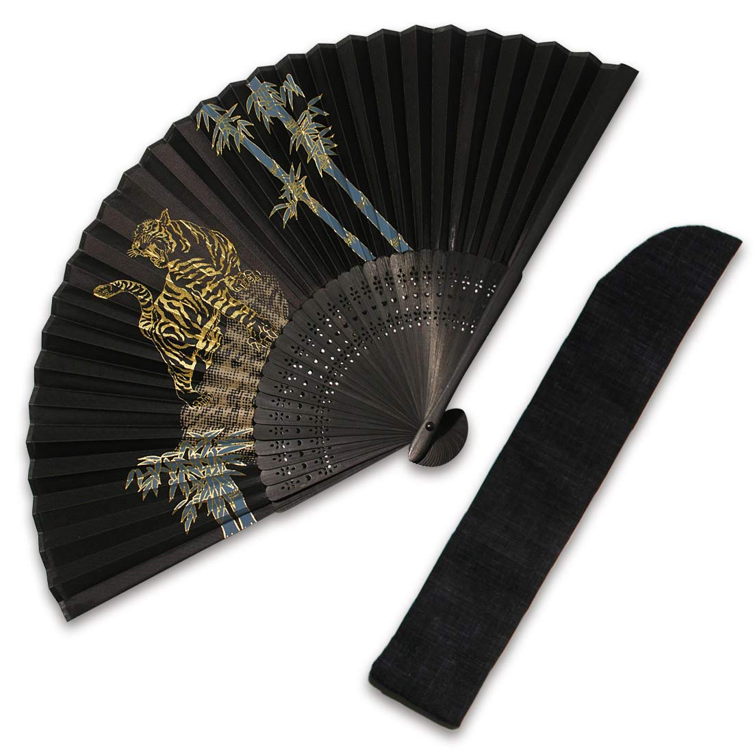 

Raku Japanese miscellaneous goods with tradition and Cloth gift bag set for handheld fan Japanese for Japanese Japanese cool [Kyoto - relaxation] fan, чорний