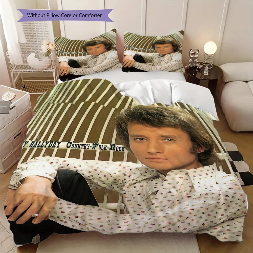 Johnny Hallyday bedding, duvet cover, pillowcase, home decoration, birthday gift (1 * duvet cover+2 * pillowcase, coreless)