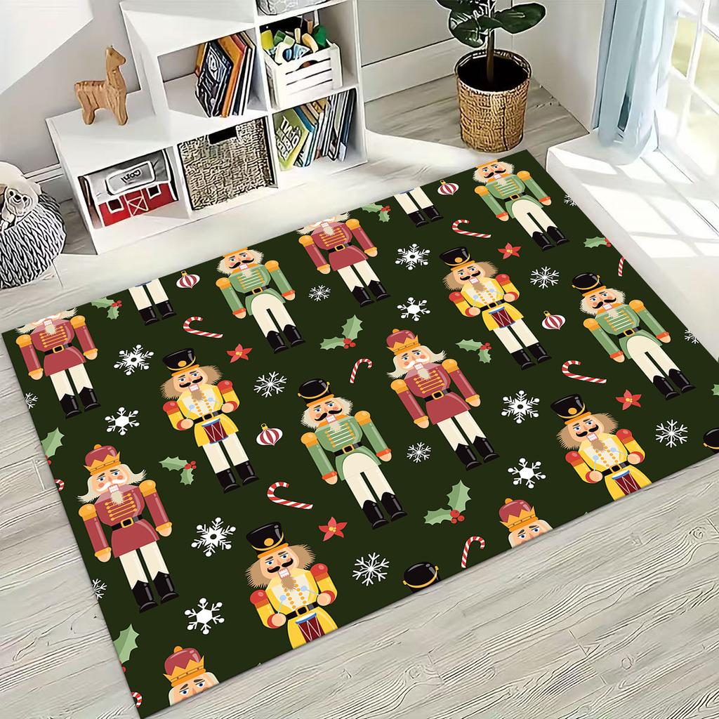 2026 New Nutcracker Merry Christmas Tree Cartoon Puppet Gift Carpet Rug for Bedroom Living Room Sofa Home Doormat Decor,Non-slip