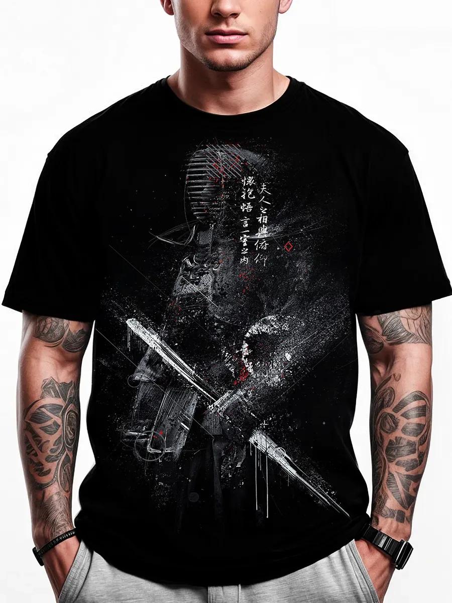 Футболка со светящимся принтом самурая 2XL