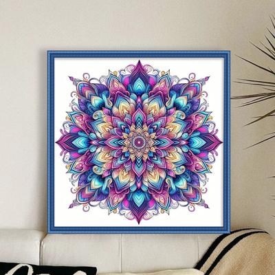 Mandala Full 11CT DIY Stamped Cross Stitch Kits 15.75x15.75in Needlework Embroidery Kit for Beginners Adults Home Decor
