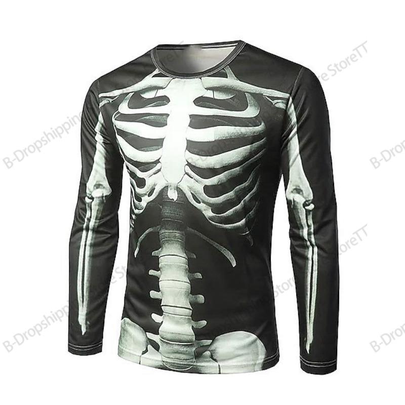 2026 Nieuw Schedel Mannen Grafisch Skelet Lange Mouwen T-shirt Halloween 3D Print T-shirt Mannen Vrouwen Mode Hip Hop Harajuku Tops T-shirts